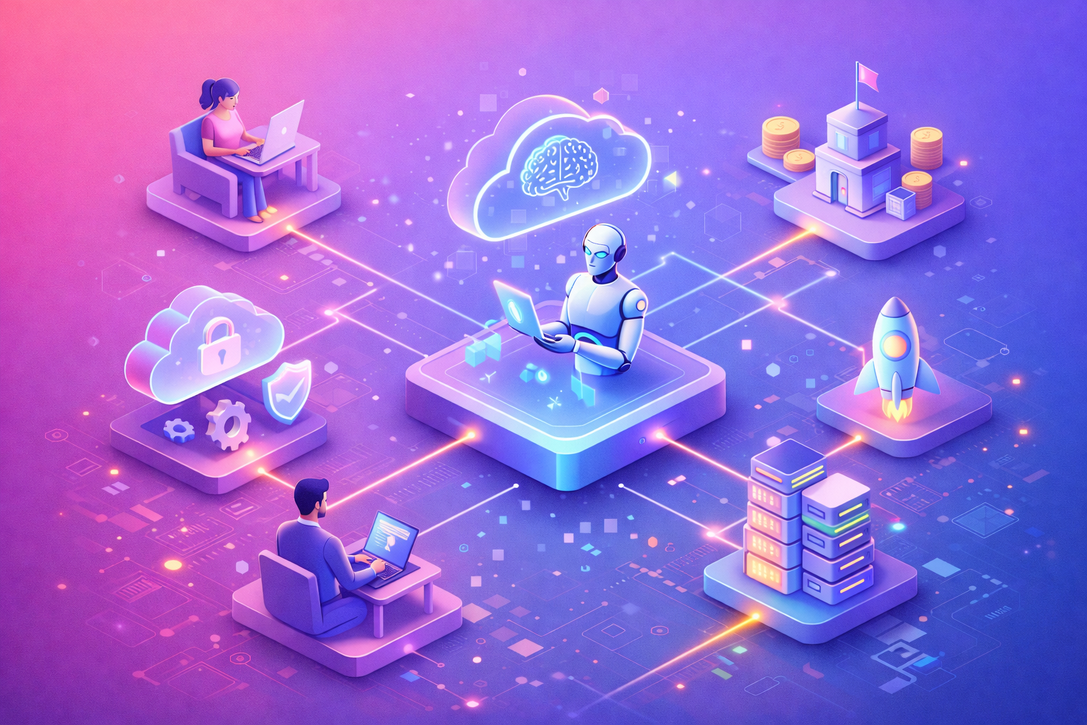 Illustration for The Role of Artificial Intelligence in Blockchain: How AI Enhances Decentralized Systems